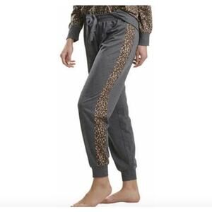 Splendid Westport Jogger Pants Leopard Print Side Stripe Grey Brown Womens 3X